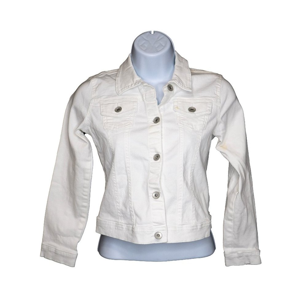 The Childrens Place Girls White Army Lightweight Jacket Casual Size 10 /12 | L/G